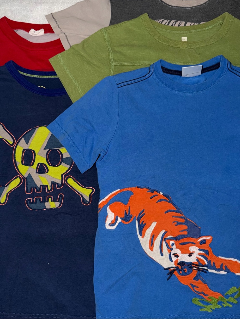 Two Long Sleeve MB Tees 7-8, Two HA Short Sleeve Tees 8/130 and a Tea Shirt 8